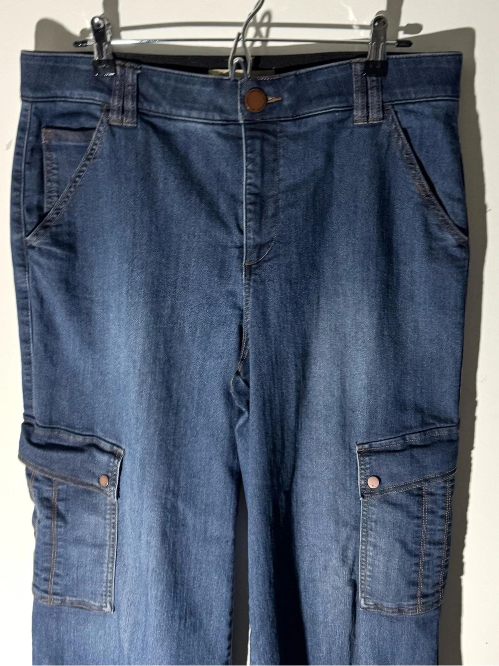 Democracy SkyRise Absolution Wide Leg Jeans Cargo Mid Blue Wash Size 14 - Picture 2 of 11